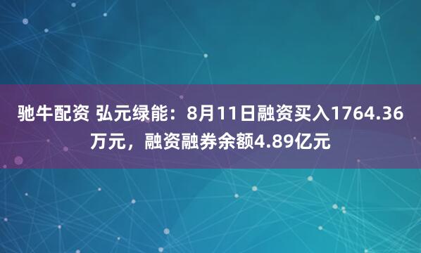 驰牛配资 弘元绿能：8月11日融资买入1764.36万元，融资融券余额4.89亿元